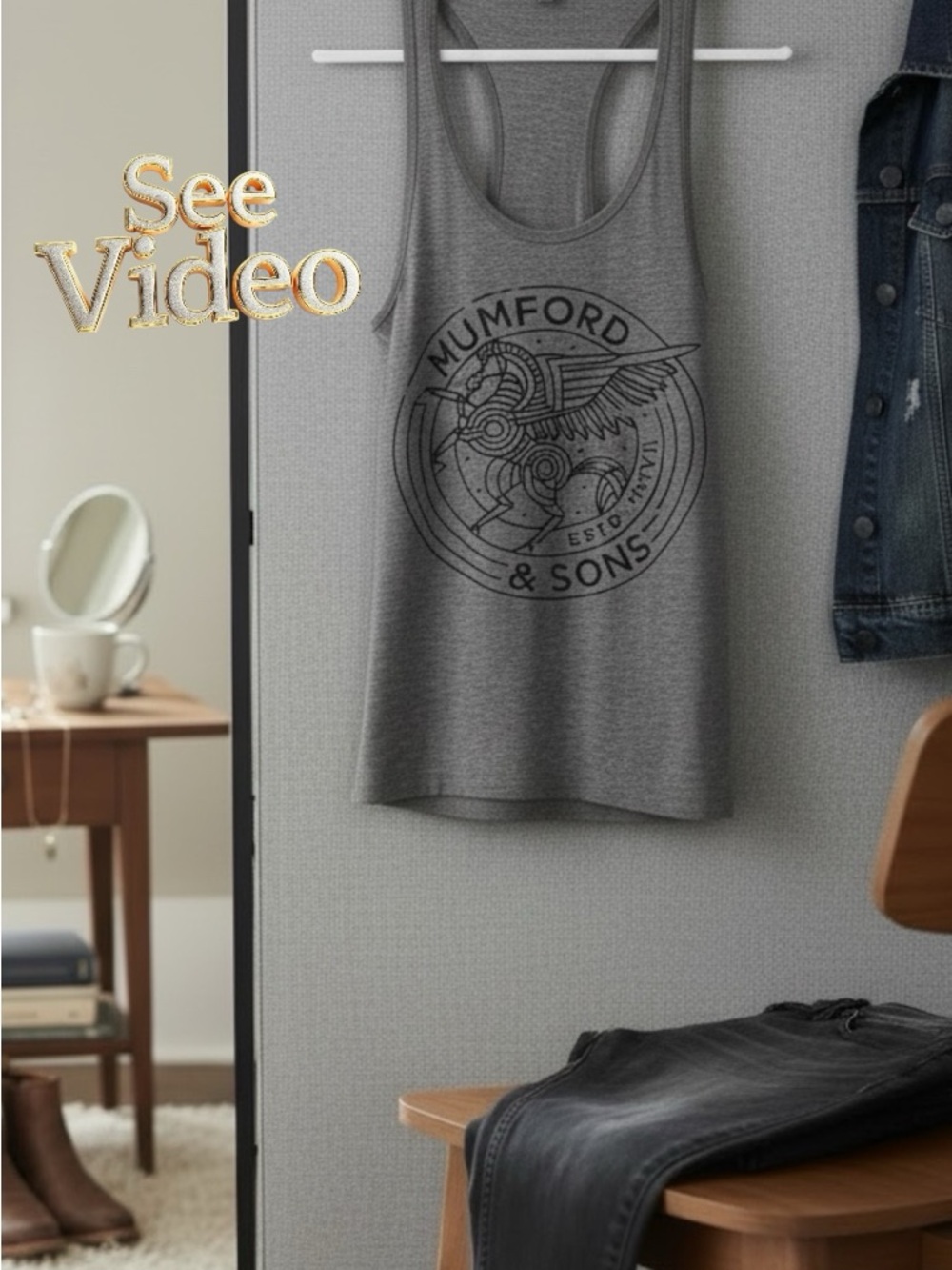 👛(ANY 2/$20) MUMFORD & SONS Grey Racerback Tank Top